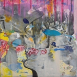 Once, mixed media on canvas, 18x 18 in, 2014