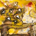 Old Moon Smiling Above, mixed media on paper, 100 x 70 cm, 39 x 27.5 in, 2008